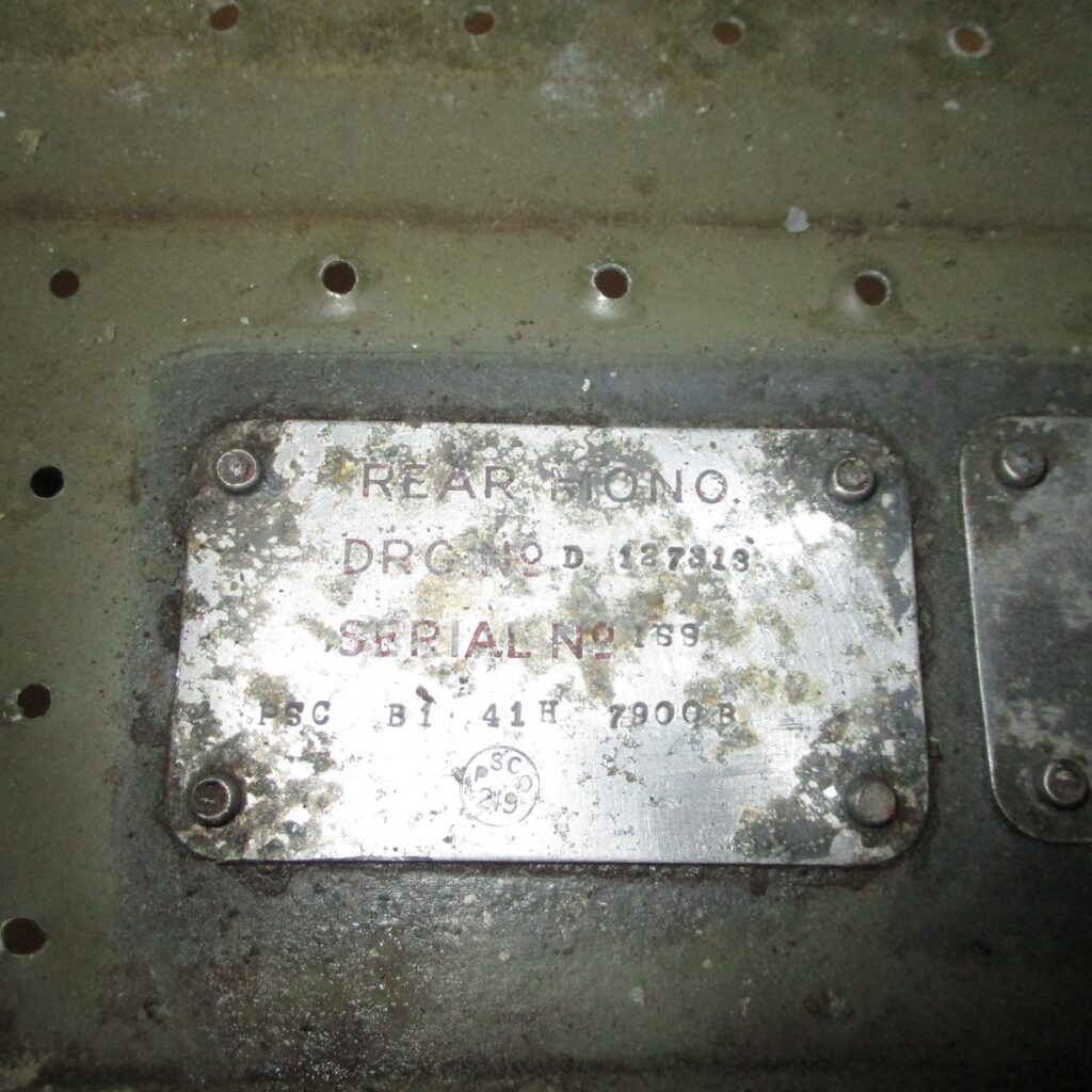 Hawker Typhoon Mk.Ib RB396 - Restoration Update - Winter 2025 22 Original tail unit Data Plate