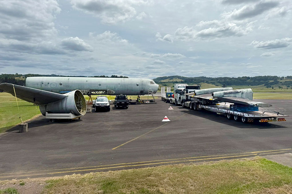 Former RAAF P-3 Orion Finally Reaches Evans Head Museum After Flood Survival 12 Orion A9 752s components transported to Evans Head Heritage Aviation Museum NSW