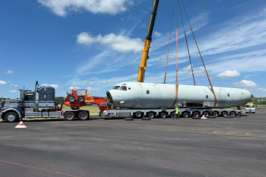 Former RAAF P-3 Orion Finally Reaches Evans Head Museum After Flood Survival 15 P 3 Orion A9 752 is lifted carefully during her move to her home at the Evans Head Heritage Aviation Museum