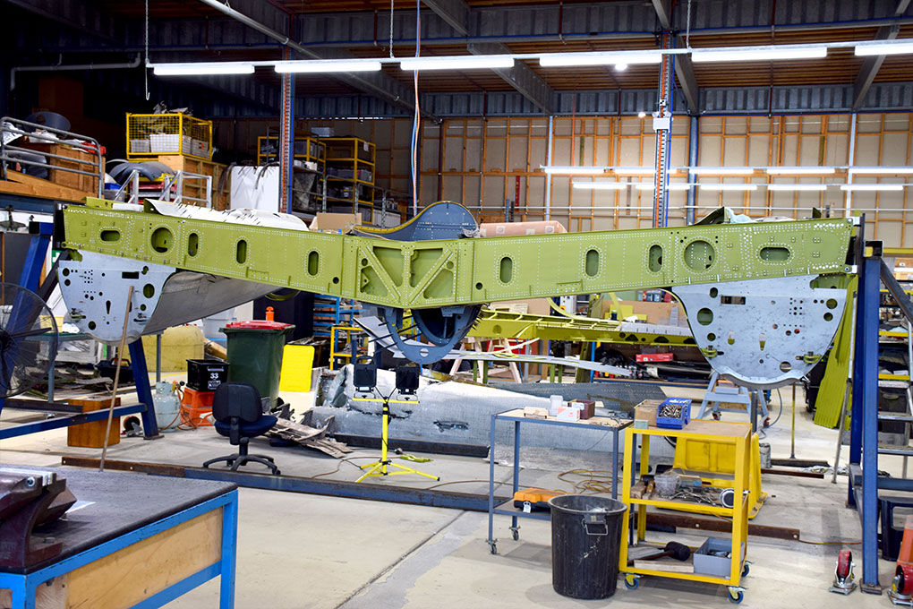 Australia’s P-38 Lightning Restorations: Inside a World-Class Workshop 16 P 38 Lightning centre section front view during restoration nearing completion