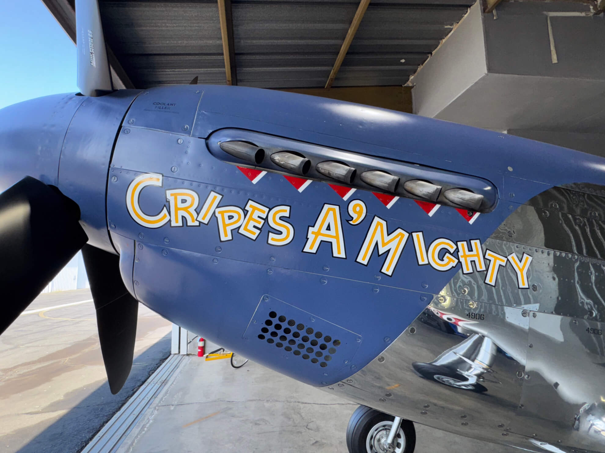 P 51D Mustang Cripes A Mighty Nose Art