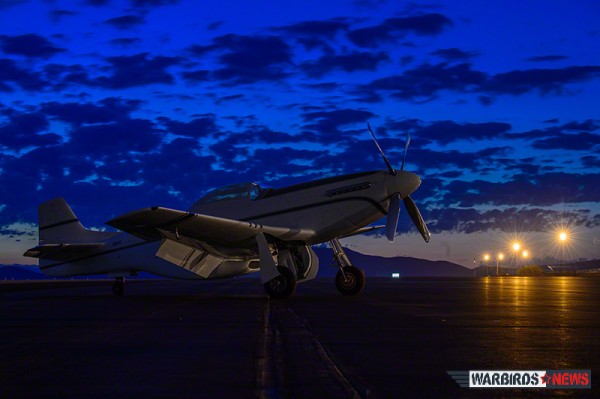 John D’Alessandris' #15 P-51D Mustang in the dawn's early light, day five of the Reno Air Races. (Image Credit: Moose Peterson)