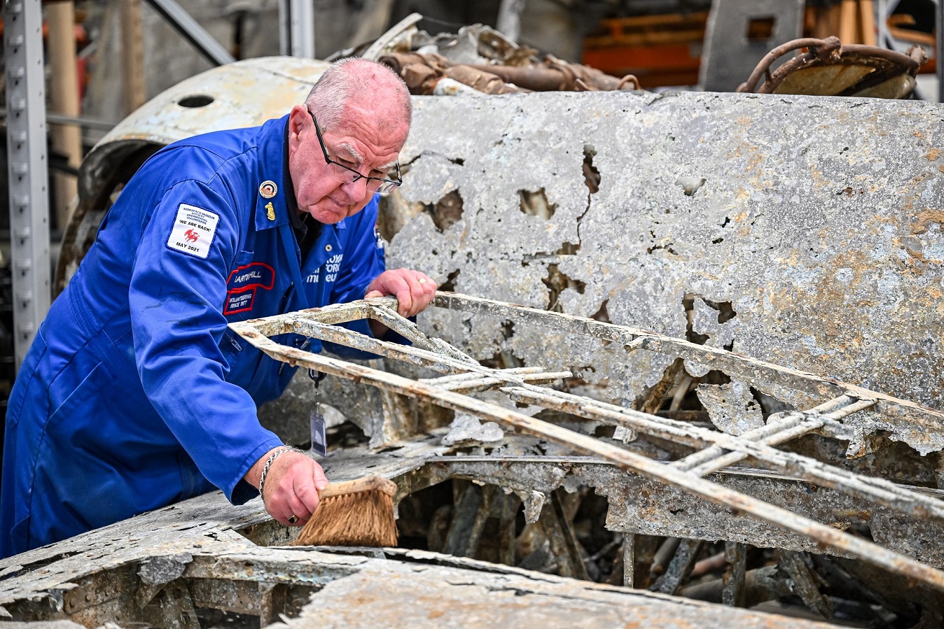 RAF Museum Volunteer with Dornier Do 17 wing section 1 1