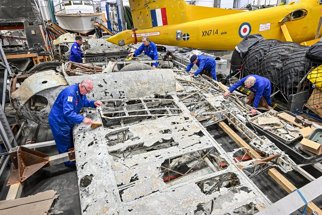 RAF Museum Volunteers with Dornier Do 17 wing section 2