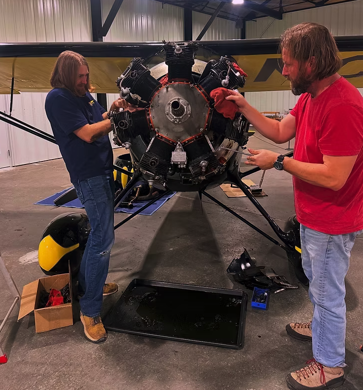 Three Good Reasons to Restore an Antique Aircraft 13 Radial Engines Team works on the Monocoupe