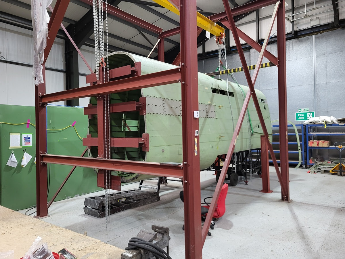 Rear mid fuselage of NX664 in the jig awaiting the forward end attchaments to be finished