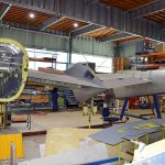 Rear view of P 38 Lightning centre section nearing end of restoration