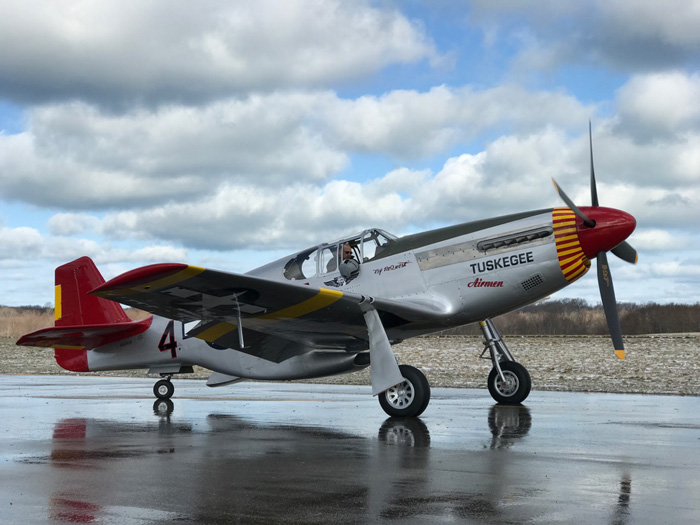 The CAF's P-51C Mustang known as 'Red Tail' shortly before her first flight following restoration at AirCorps Aviation in December, 2016. (photo by Adam Glowaski via AirCorps Aviation) 