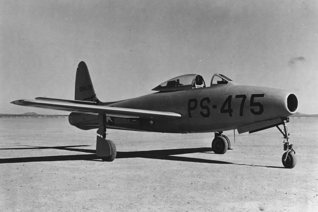 Republic XP 84 Thunderjet 45 59475 at Muroc AAF