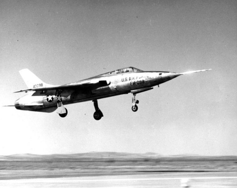 Republic YF 105A 54 098 landing at Edwards Air Force Base. Ray Wagner Collection San Diego Air and Space Museum Archives