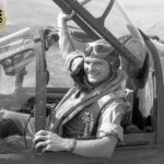 Robert H Wilson in P38 cockpit with Patch