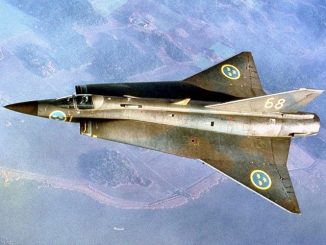 Saab 35 Draken J35F from the Swedish Air Forces 13. Fighter aircraft division 1972