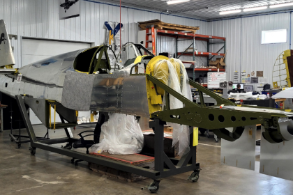 Shillelaghs fuselage is on a rollable jig as work progresses