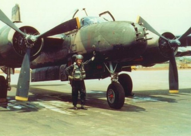 Sizemore next to his A 26 Invader