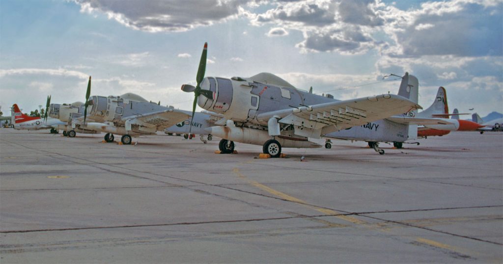 Boneyard Files: Douglas A-1 Skyraider - The Last Piston Powerhouse in the Desert 16 Skyraiders Seastars 09091968 crop 1280a
