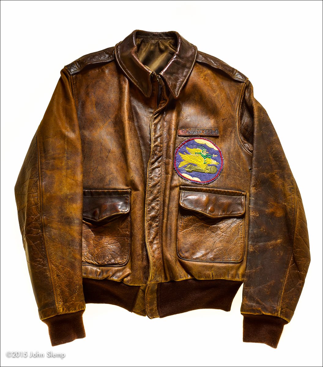 Seymour Fainberg, a B-17 bombardier still lives in California.  His daughter, a local resident, brought the still buttery soft jacket to John after she returned from a visit home.