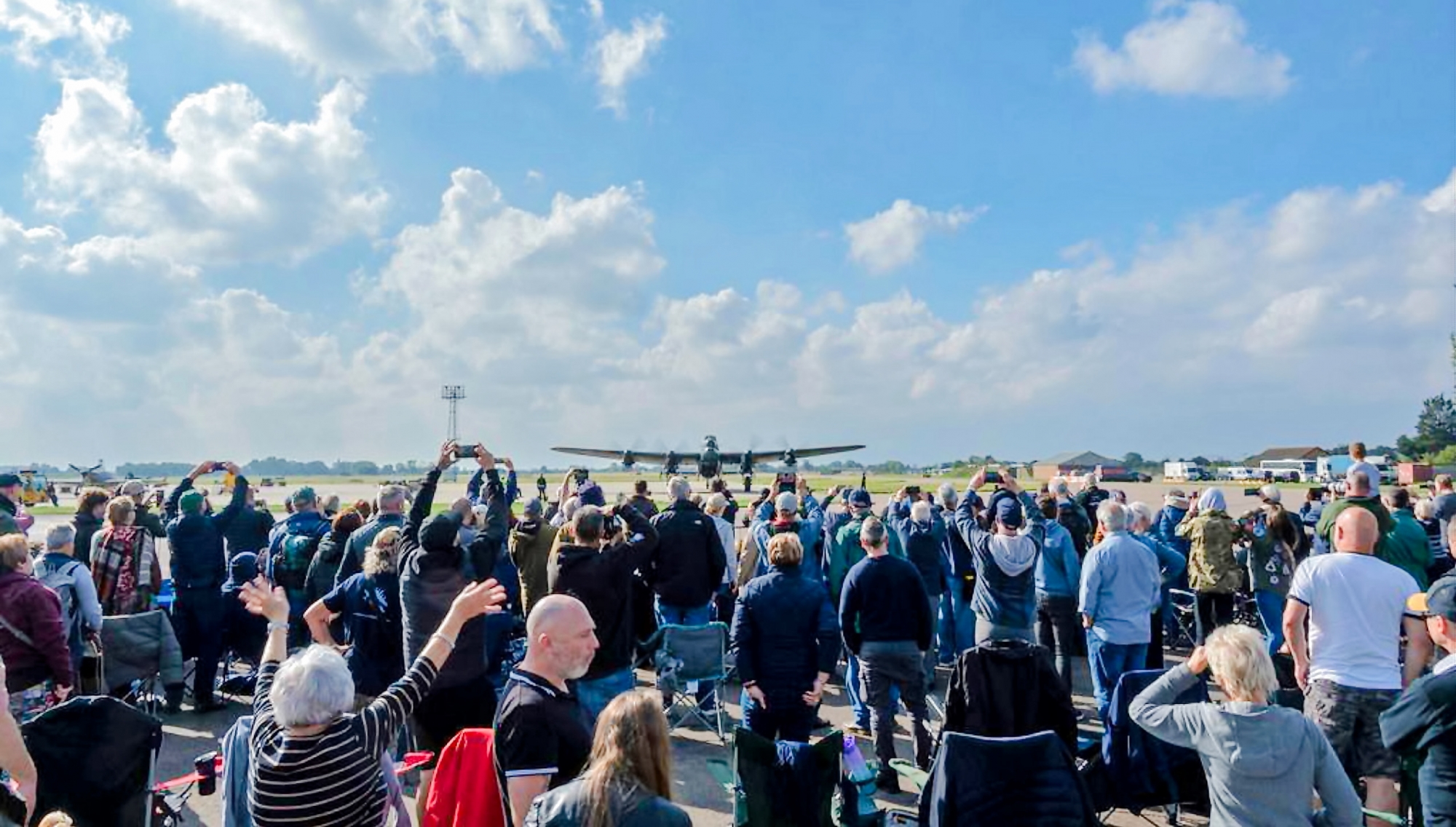 Some of the members watching the Lancaster taxy in on 27th September Photo Richard Brown