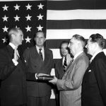 Stuart Symington was sworn in as the first Secretary of the Air Force by Chief Justice Fred Vinson U.S. Air Force photo