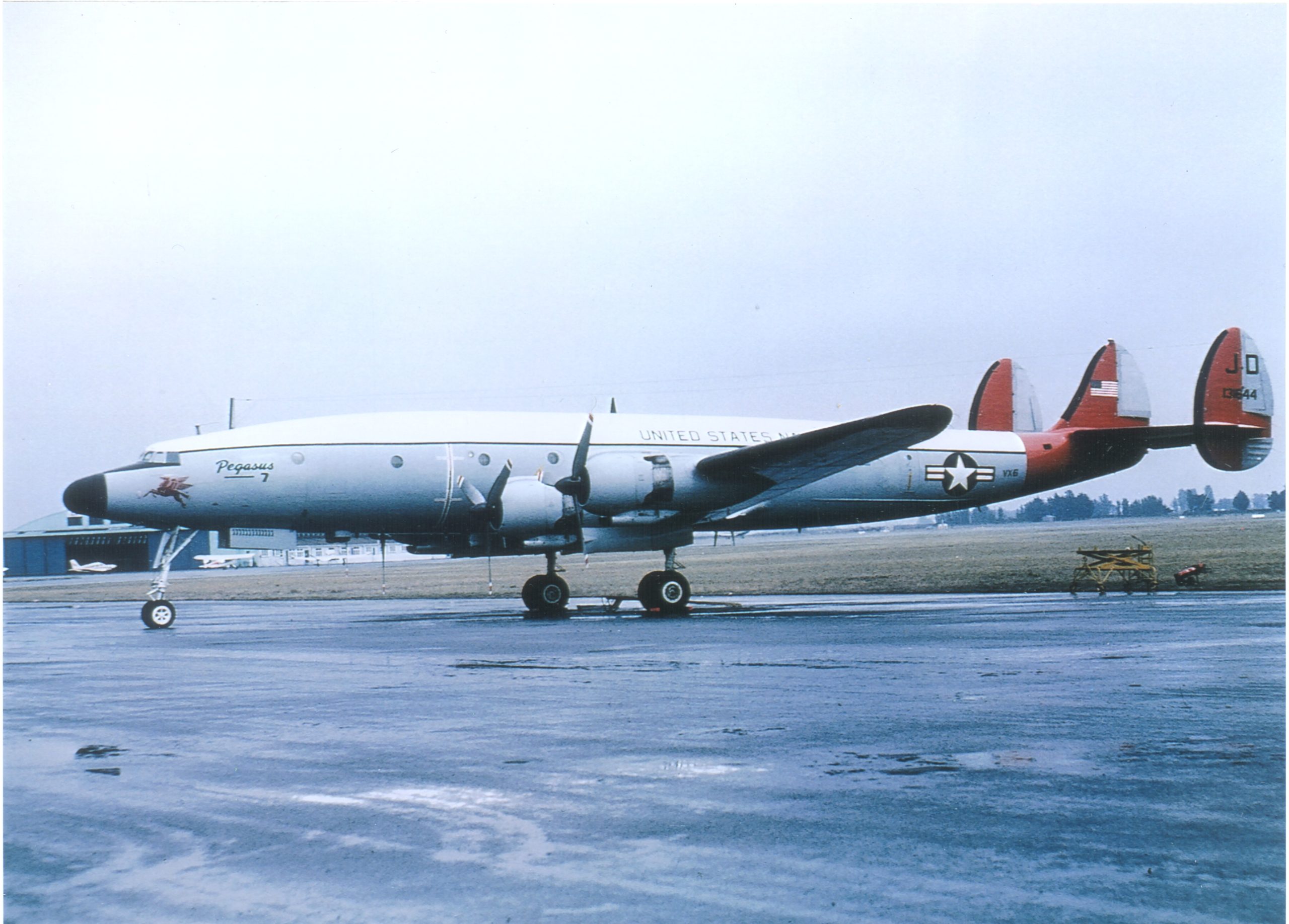 The Pegasus C-121 Super Constellation on the ramp of the Christchurch International Airport in late 1966. Photo Steve McLchlan