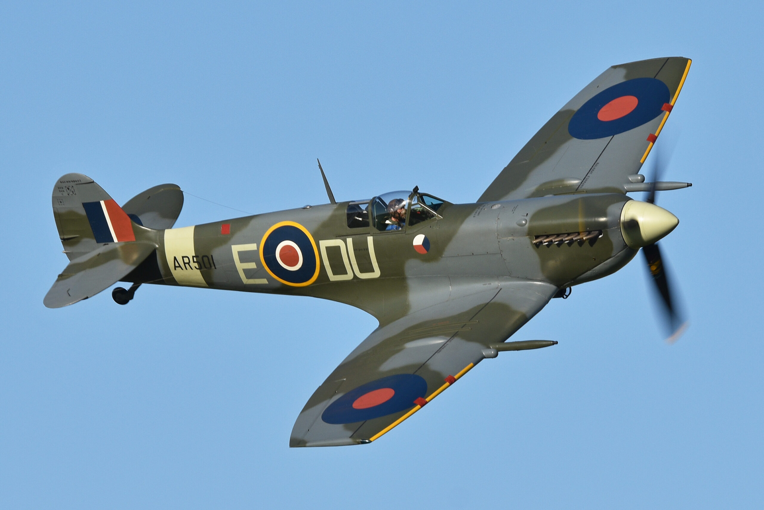 The Shuttleworth Collection's Supermarine Spitfire Mk.V AR501 will perform at their Season Opening Air Show on May 7th, 2023. (image via Wikimedia)