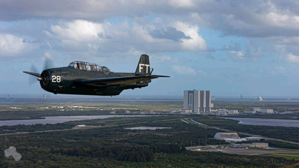 TBM 3 N108Q flying over Cape Canaveral Valiant Air Command