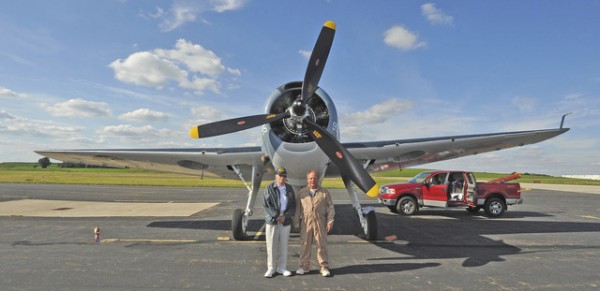 Robert McCarter (left), a Navy Silver Eagle who flew a TBM Avenger a few times during World War II with Charlie Cartledge. ( Image credit Dan Starcher)