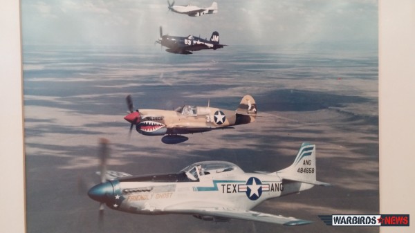An old picture of TF-51 Mustang flying with the other airplanes in the collection. All these airplanes could be made airworthy fairly easy.