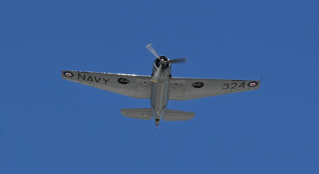 Avenger Dedication at the Canadian Warplane Heritage Museum 12 The Avenger directly over the CWHM at the dedication on May 31 2026.