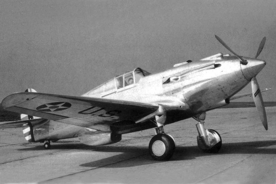 The Curtiss Wright XP 40 prototype 36 10 at Langley Field in the original configuration