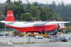 The Hawaii Mars water bomber farrives at the BC Aviation Museum 2