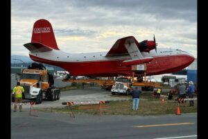 The Hawaii Mars water bomber farrives at the BC Aviation Museum 6