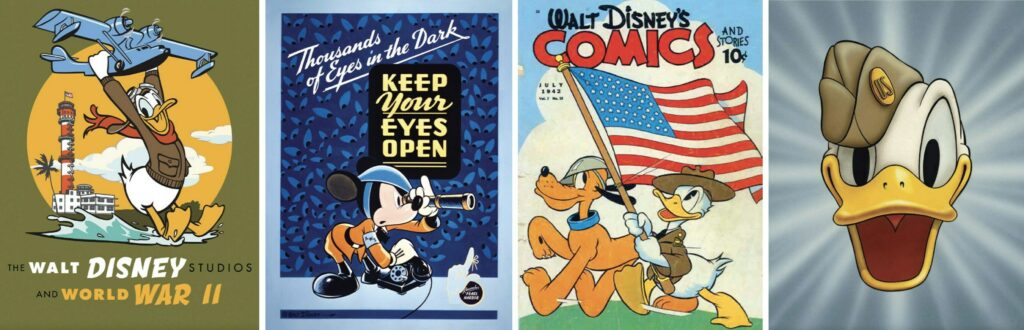 The exhibit features more than 550 artifacts from The Walt Disney Studios work during World War II including those above
