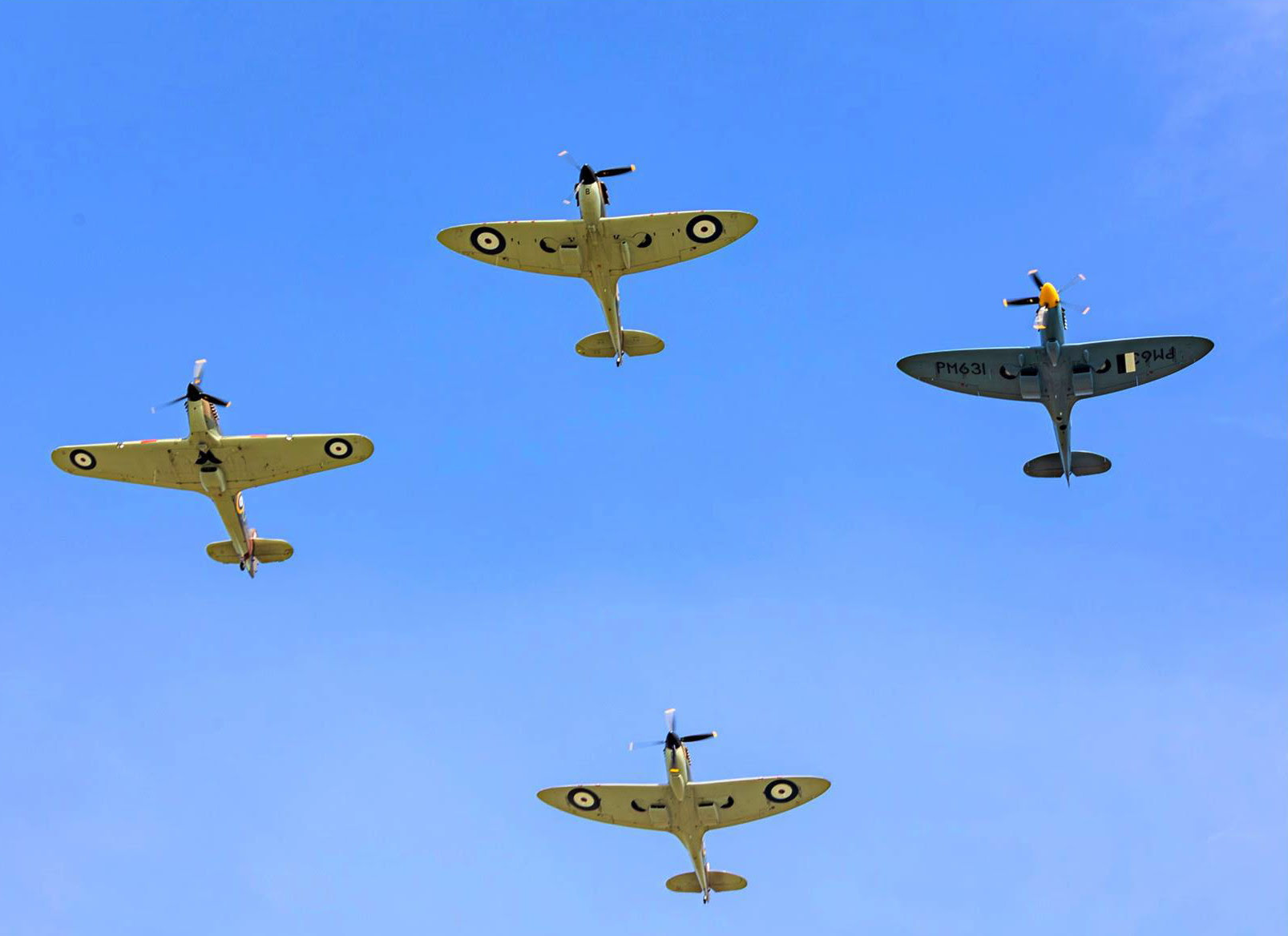 The four ship fighter formation over the Capel le Ferne Battle of Britain Memorial. Photo Matt Hayward