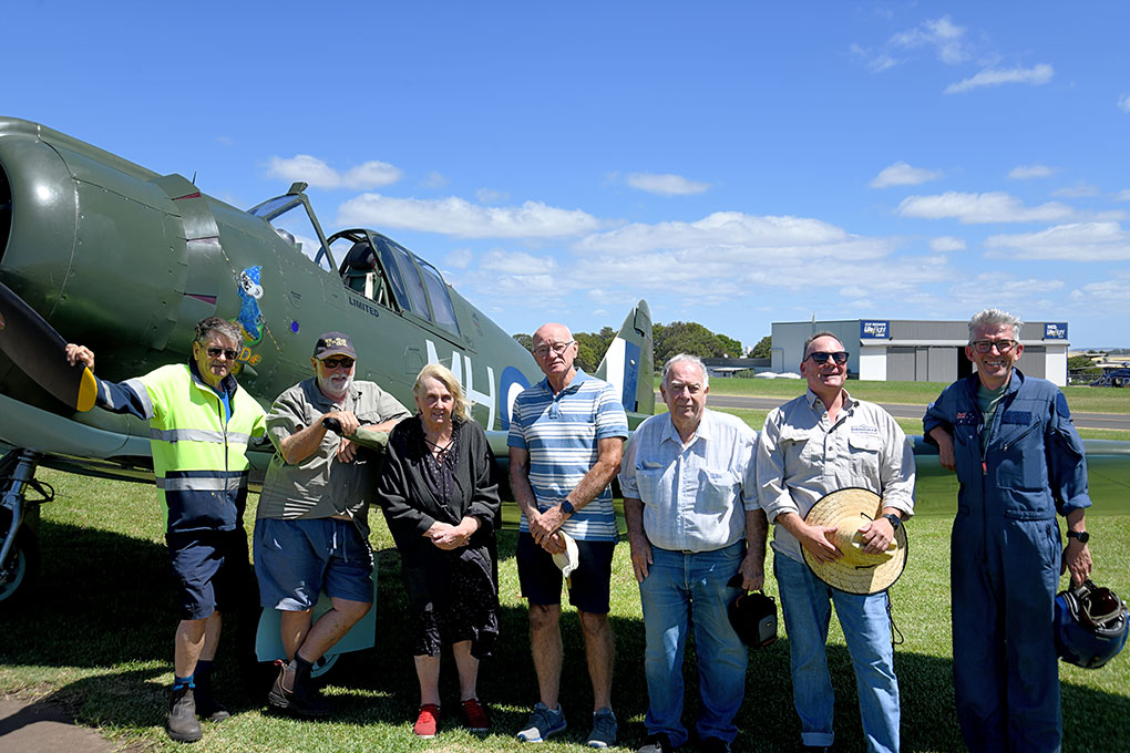 Australia’s CAC Boomerang Fighter A46-54 Flies Again After 81 Years 16 The team who made it happen L R Greg Batts Wayne Milburn Lynette Zuccoli Greg Wright Peter Brooke Tim Berry Scott Taberner