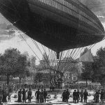 This engraving by E.A. Tilly depicts the Tissandier electric airship