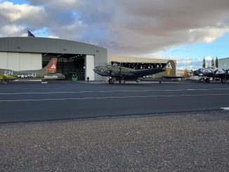 Three B 17G Flying Fortresses outside enjoying the sun today at The Warbird Shop in Madras Oregon. Thunderbird Ye Ole Pub and Yankee Lady . All three were sold by Platinum Fighter Sales