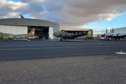 Three B 17G Flying Fortresses outside enjoying the sun today at The Warbird Shop in Madras Oregon. Thunderbird Ye Ole Pub and Yankee Lady . All three were sold by Platinum Fighter Sales