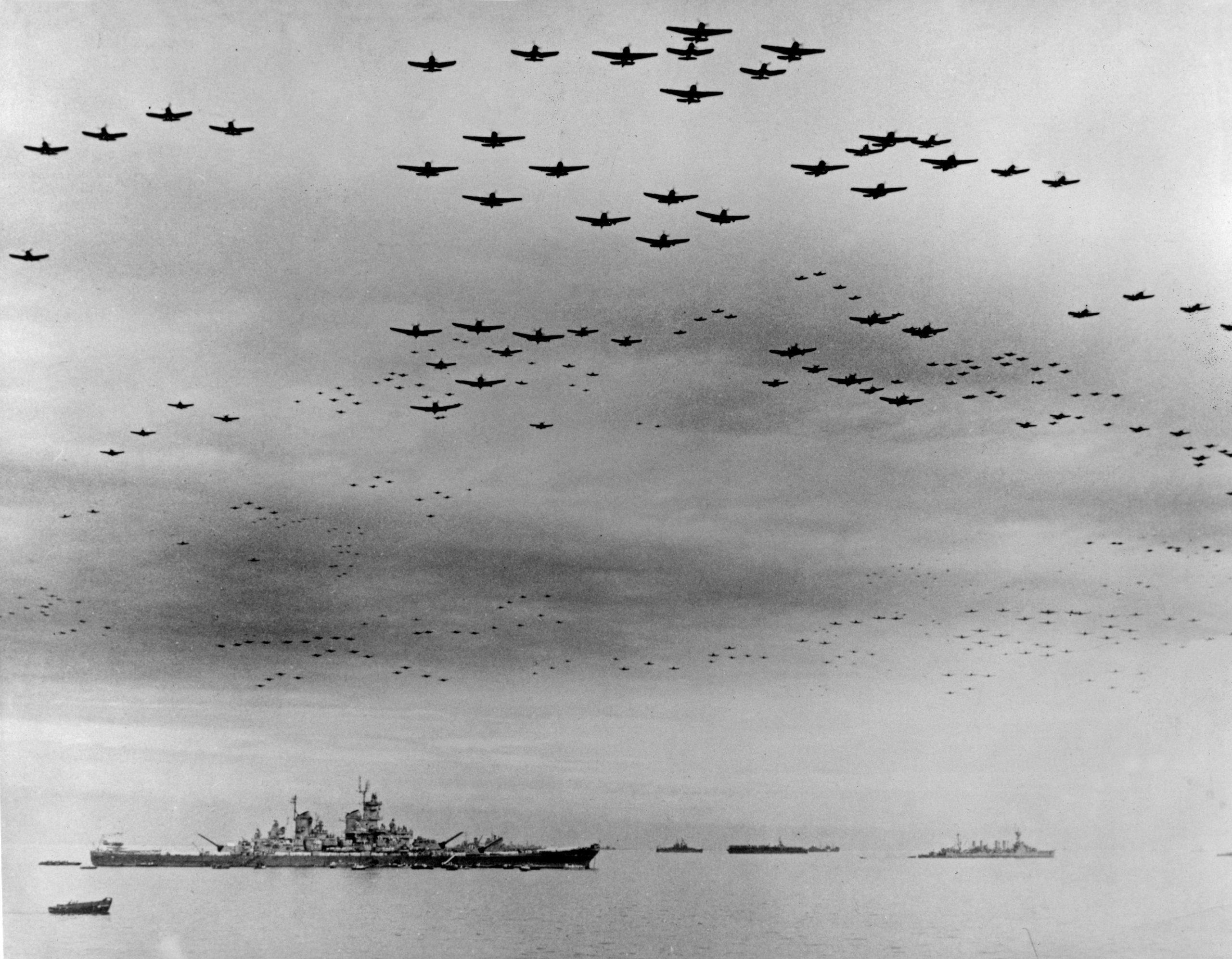 USS Missouri BB 63 flyover Tokyo Bay 2 September 1945 80 G 421130 scaled