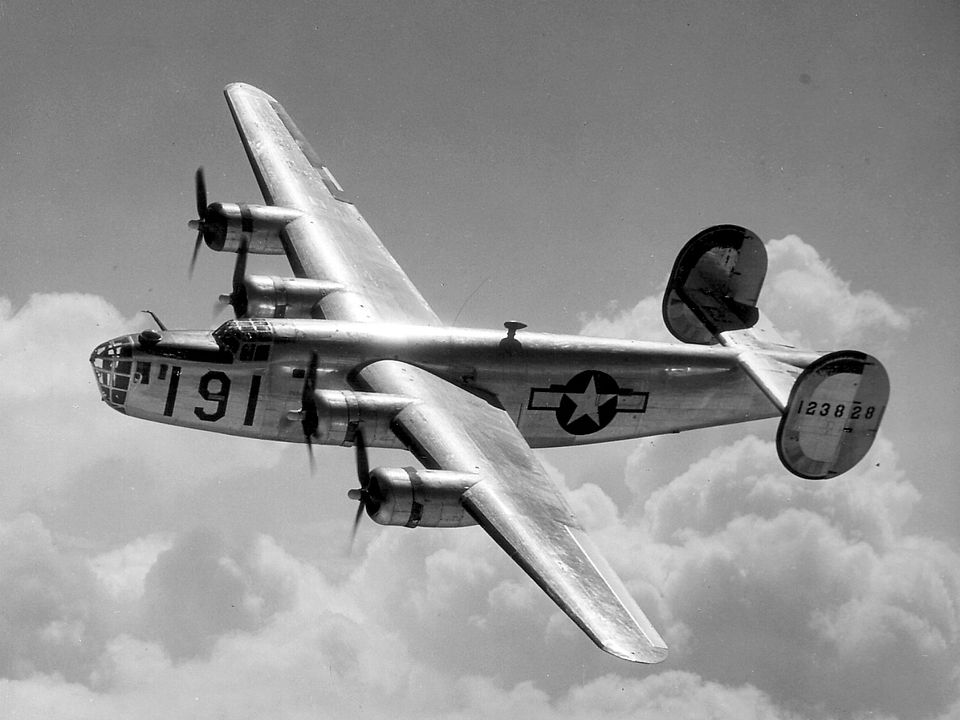 United States Army Air Forces Consolidated B 24D Liberator over Maxwell Field Alabama