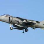 United States Marine Corps AV 8B Harrier II hovering