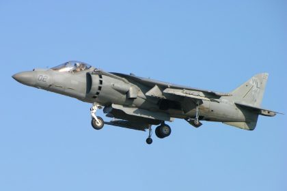 United States Marine Corps AV 8B Harrier II hovering