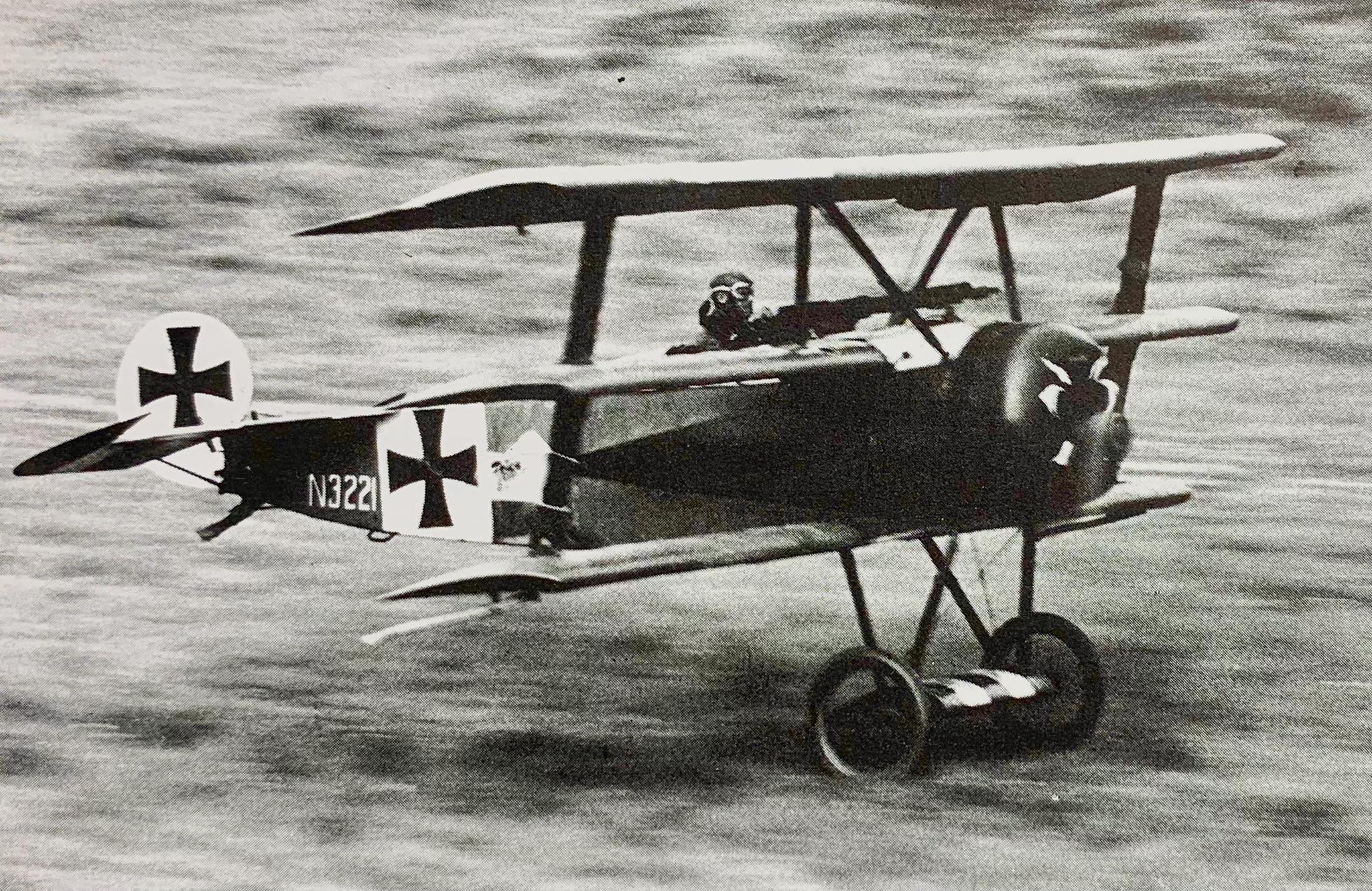 Vintage action shot of Palen and his Dreidecker