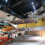 Voisin Type 8 and Albatros D.Va on the second floor balcony in front of the WWI Gallery 208 at the National Air and Space Museum in Washington DC. April 8 2024. Smithsonian photo by Mark Avino