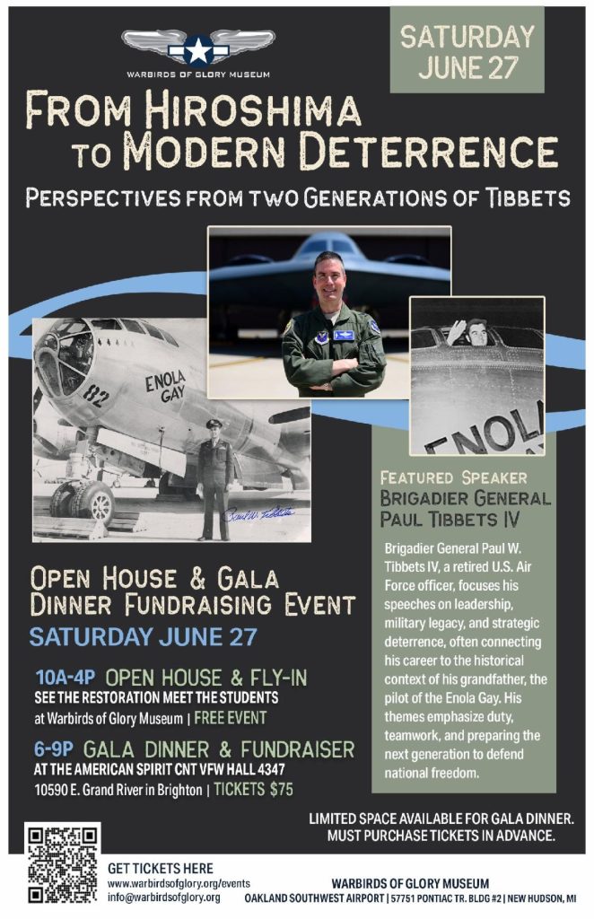 Warbirds of Glory Fundraiser to Feature Open House, Gala Dinner, and Presentation by Brigadier General Paul Tibbets IV 19 WOG