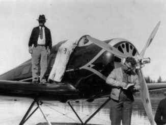 Will Rogers and Wiley Post with Explorer Orion August 1935 Library of Congress