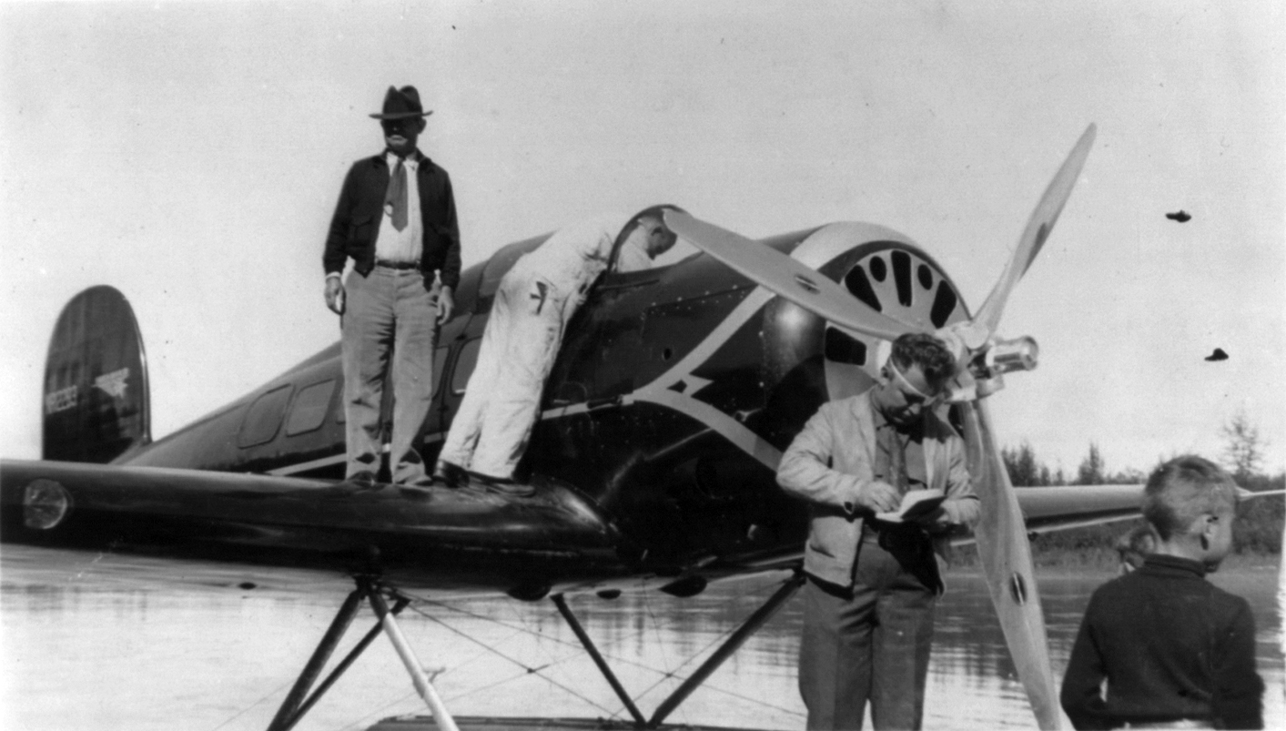 Will Rogers and Wiley Post with Explorer Orion August 1935 Library of Congress