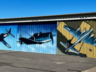 World War II Airplane Murals Painted on Oregon Airport Hangars Prineville Airport