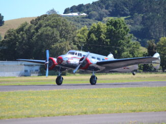 The culmination of nearly 27 years work as Electra ZK-AFD reaches takeoff speed for the first post-restoration flight. [Photo by Ruth Christie]
