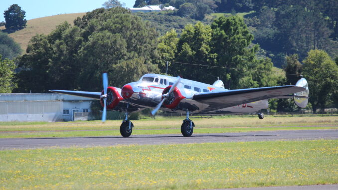 The culmination of nearly 27 years work as Electra ZK-AFD reaches takeoff speed for the first post-restoration flight. [Photo by Ruth Christie]