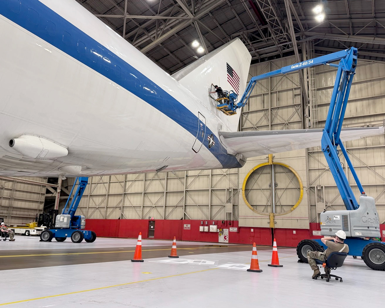 95th Wing Revives Historic WWII 'Square B' Tail Marking on E-4B Nightwatch 15 a team comprised of airmen and civilians assigned to the 95th maintenance group apply a square b vinyl applique to the tail of an e 4b nightwatch at offutt air force base